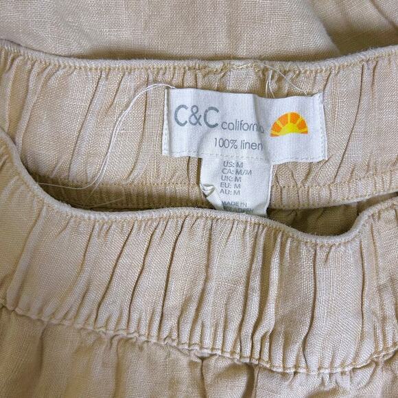 NWOT 100% LINEN BOHO CHIC Neutral Wide Leg Preppy Cargo Pockets Pants MEDIUM - Picture 11 of 12